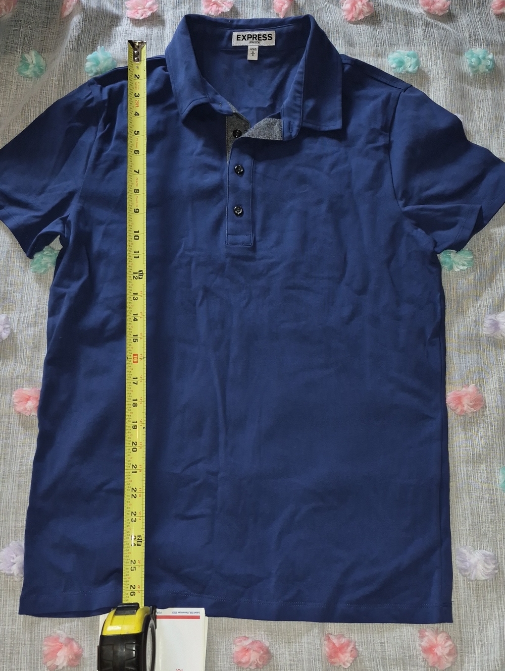 Express Men’s Royal Blue Polo Shirt with Contrast Inner Placket